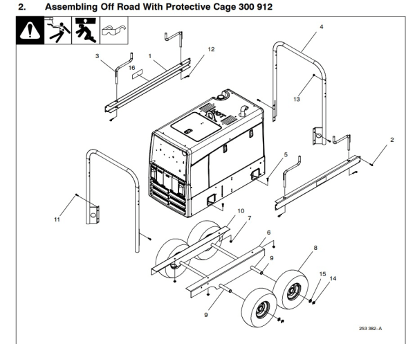 Bobcatâ„¢  TrailblazerÂ® Off-Road Running Gear with Protective Cage and Never Flatâ„¢ Tires #300912 Exploded View
